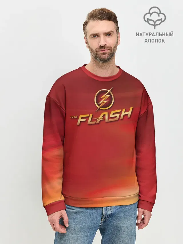 Мужской свитшот базовый с принтом «Флэш — The Flash Logo Pattern»