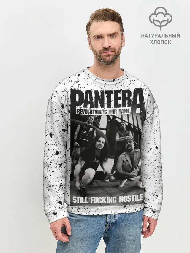 Мужской свитшот базовый с принтом «Разный рок — Pantera»