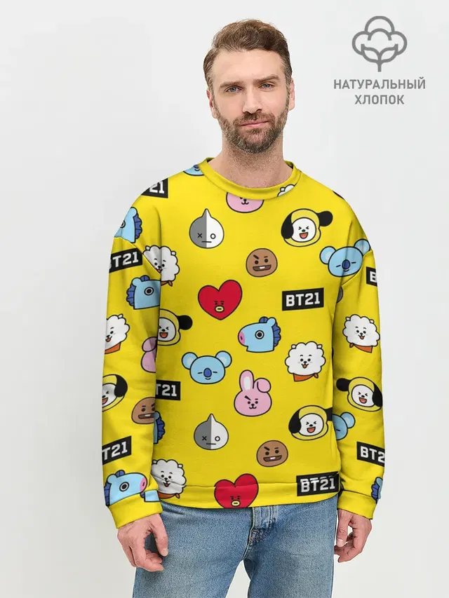 Мужской свитшот базовый с принтом «BTS»
