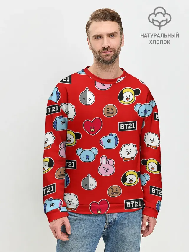 Мужской свитшот базовый с принтом «BTS»