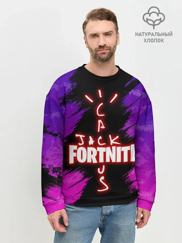 Мужской свитшот базовый с принтом «Фортнайт — FORTNITE X TRAVIS SCOTT»