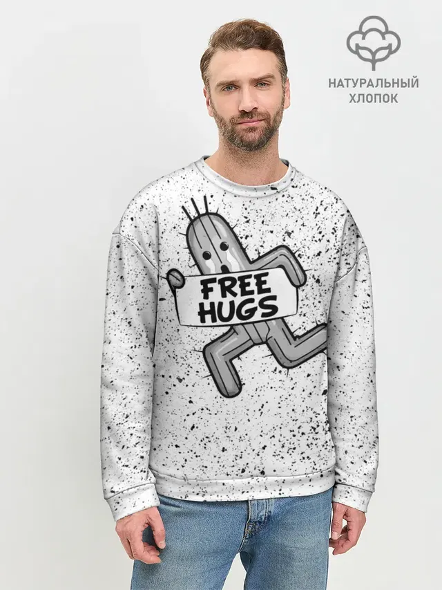 Мужской свитшот базовый с принтом «Final Fantasy — FREE HUGS»