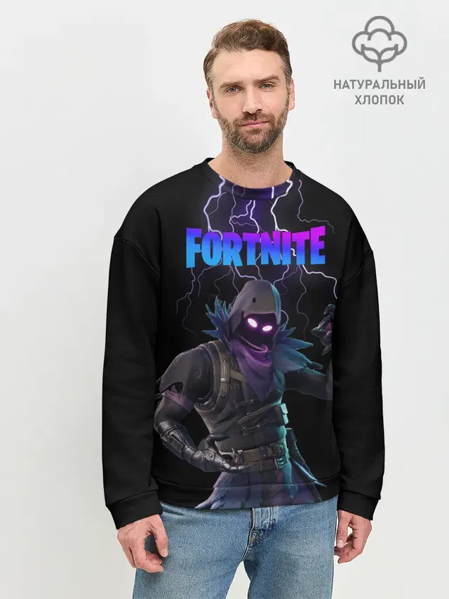 Мужской свитшот базовый с принтом «Фортнайт — Raven Fortnite»