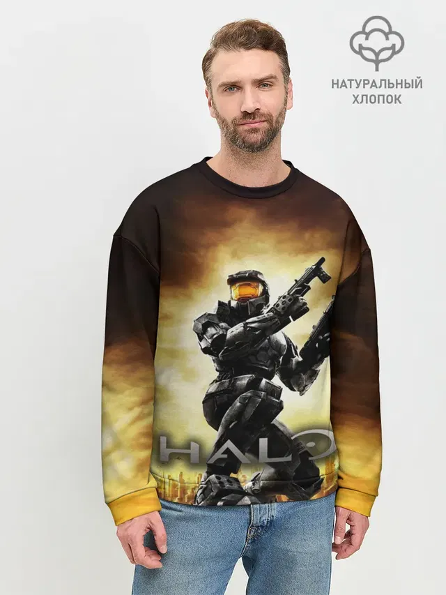 Мужской свитшот базовый с принтом «Halo Infinite»