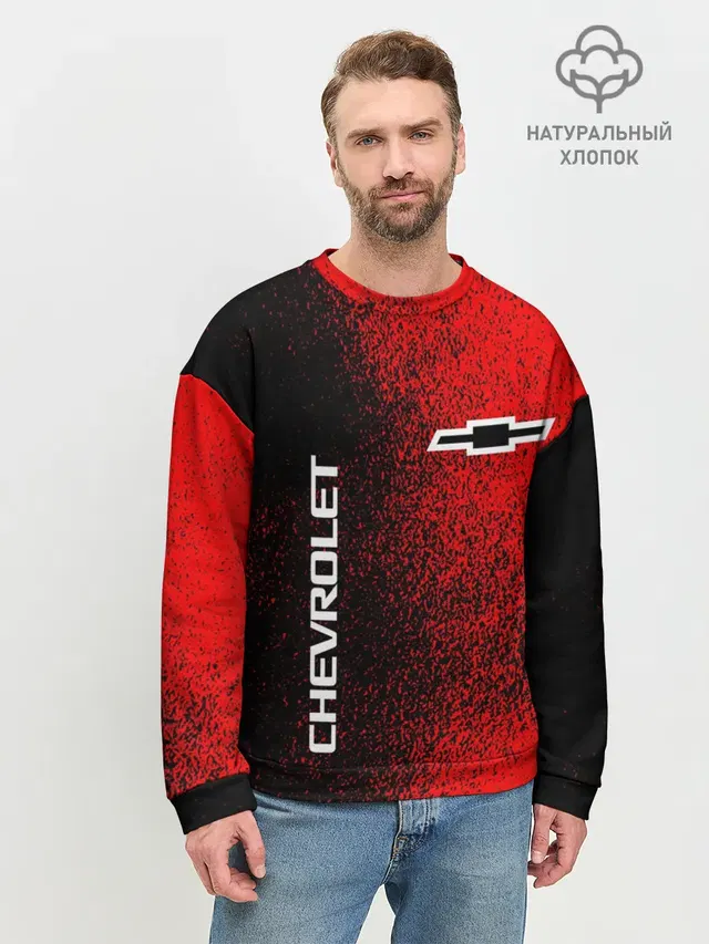Мужской свитшот базовый с принтом «Chevrolet logo»