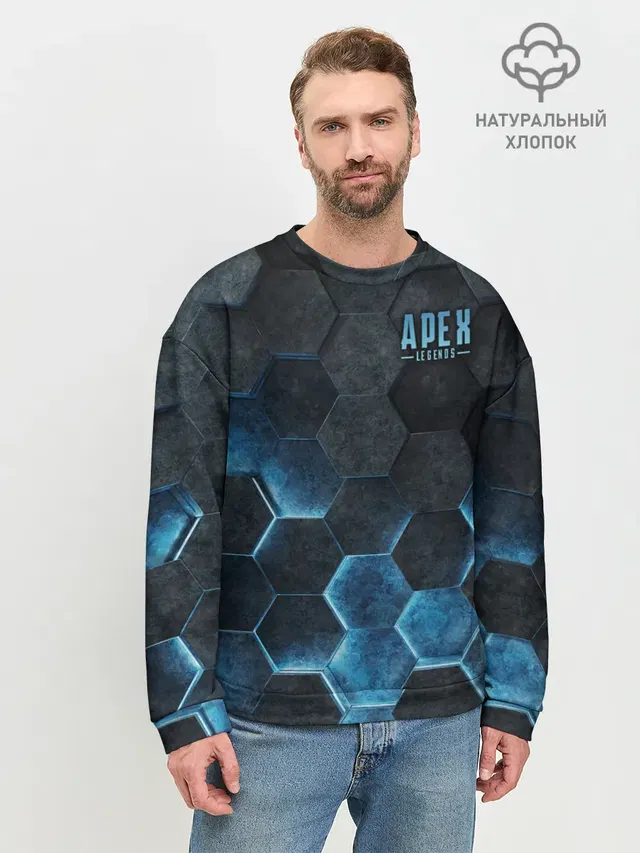 Мужской свитшот базовый с принтом «Hexagon»