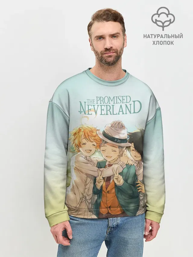 Мужской свитшот базовый с принтом «Norman — The Promised Neverland»