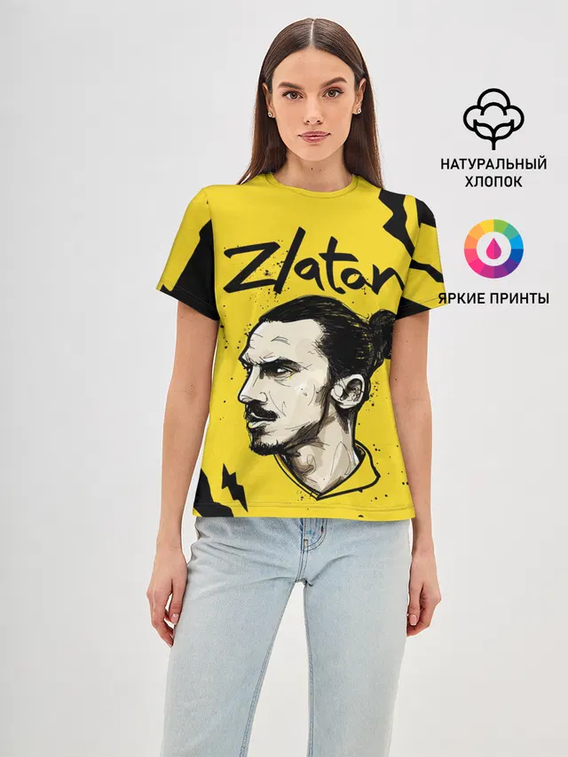 Женская базовая футболка с принтом «Златан Ибрагимович — ZLATAN»