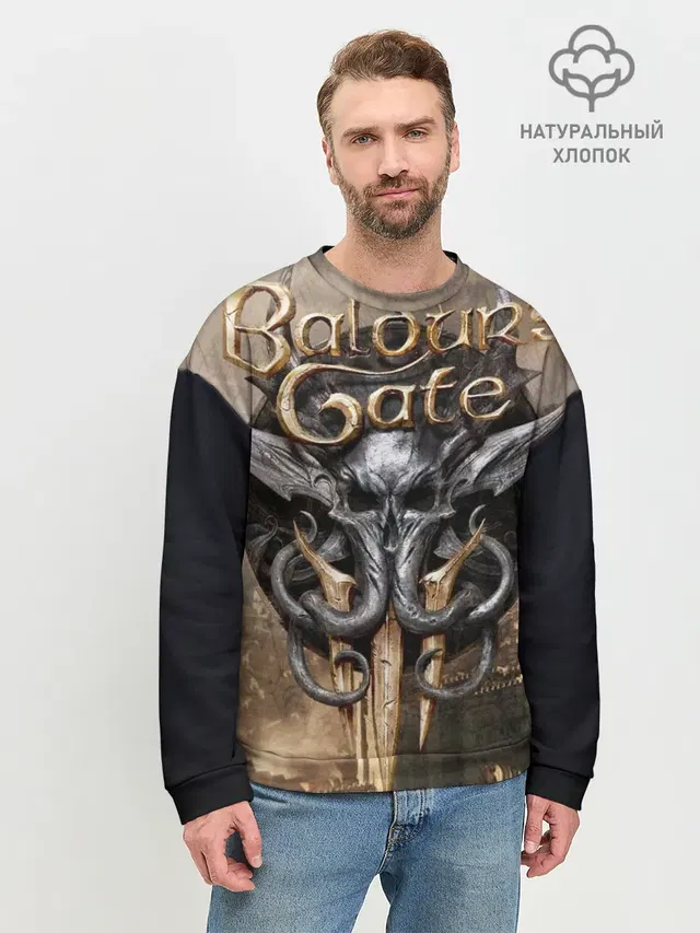 Мужской свитшот базовый с принтом «Baldur’s Gate — baldurs gate 3»