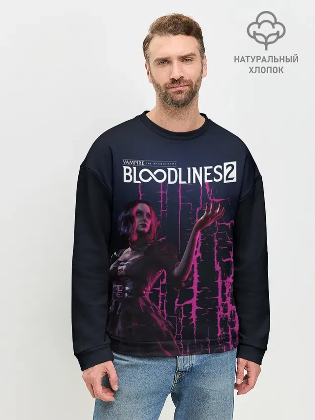 Мужской свитшот базовый с принтом «Vampire: The Masquerade — Bloodlines 2»