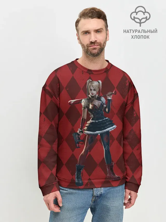 Мужской свитшот базовый с принтом «Batman Arkham Knight — Harley Quinn»