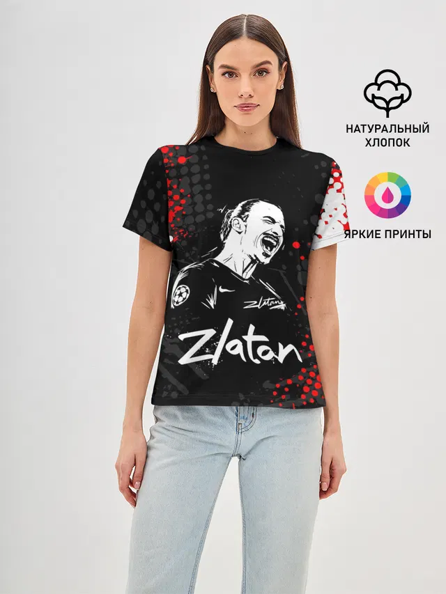 Женская базовая футболка с принтом «Златан Ибрагимович — ZLATAN»