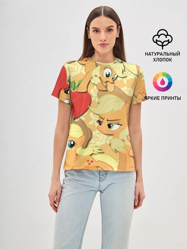 Женская базовая футболка с принтом «My Little Pony — Applejack pattern»