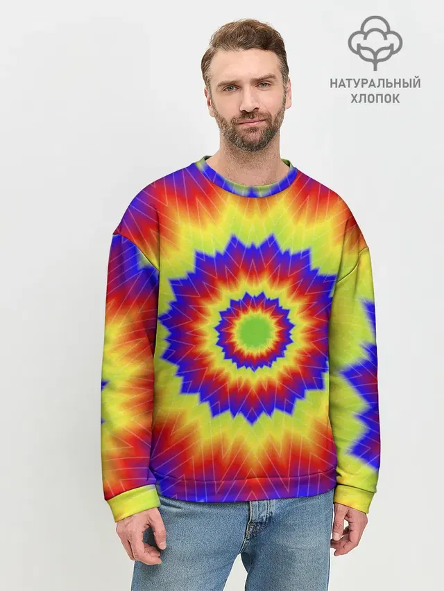 Мужской свитшот базовый с принтом «Tie-dye»