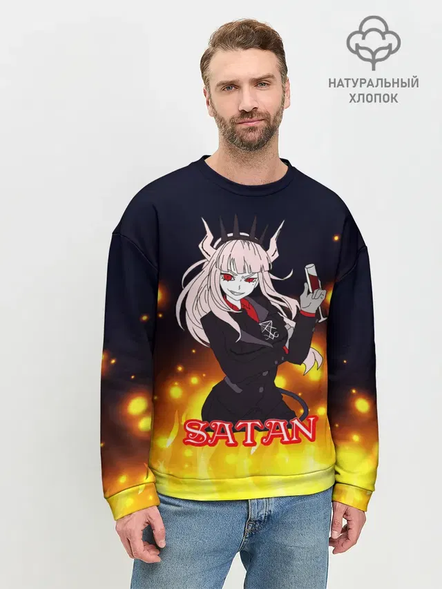 Мужской свитшот базовый с принтом «Helltaker Satan Girl»