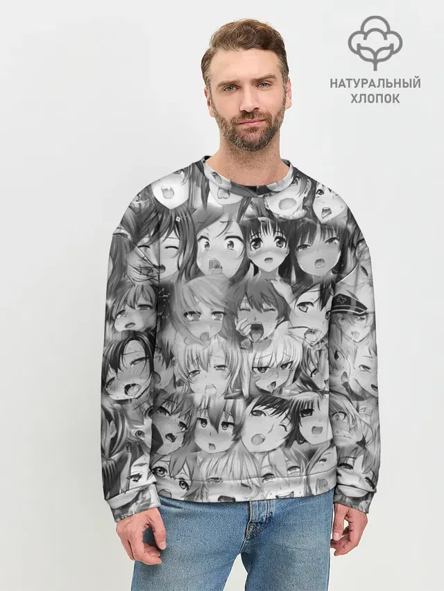 Мужской свитшот базовый с принтом «Anime — СЕНПАЙ»