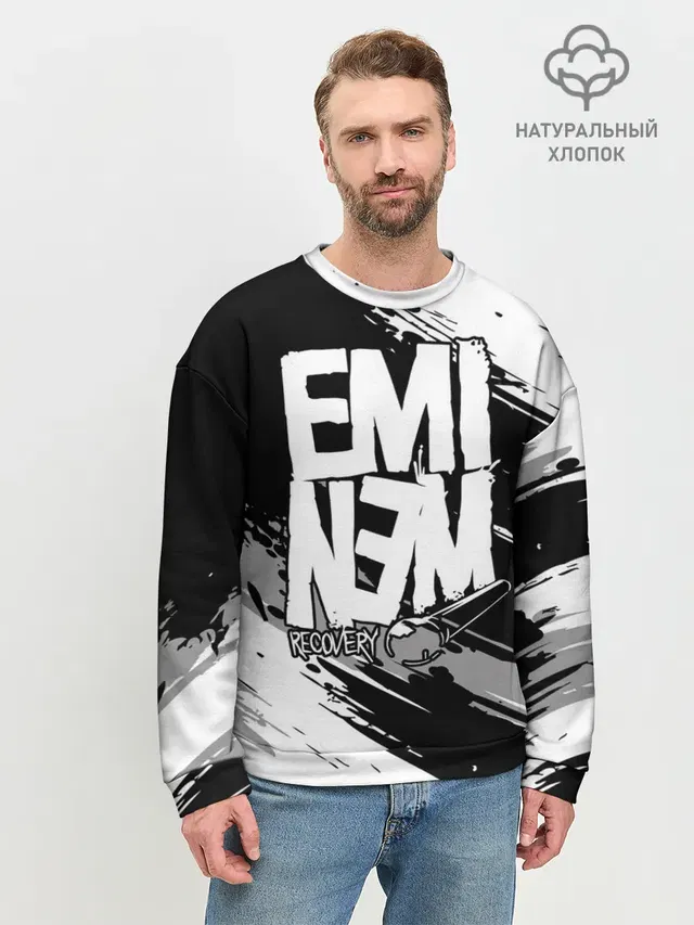 Мужской свитшот базовый с принтом «Eminem»