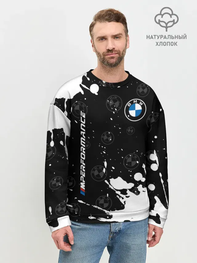 Мужской свитшот базовый с принтом «BMW»