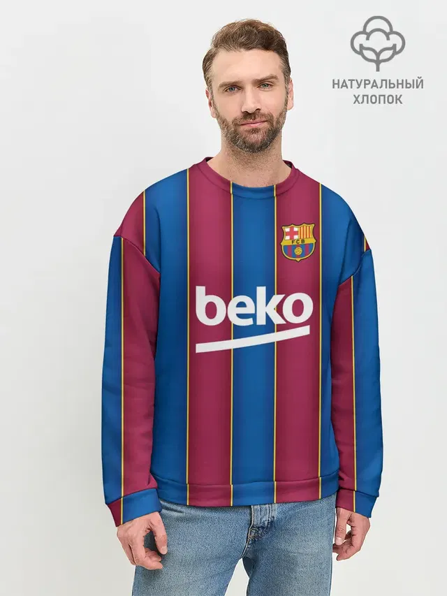 Мужской свитшот базовый с принтом «Барселона — FC Barcelona 20/21»