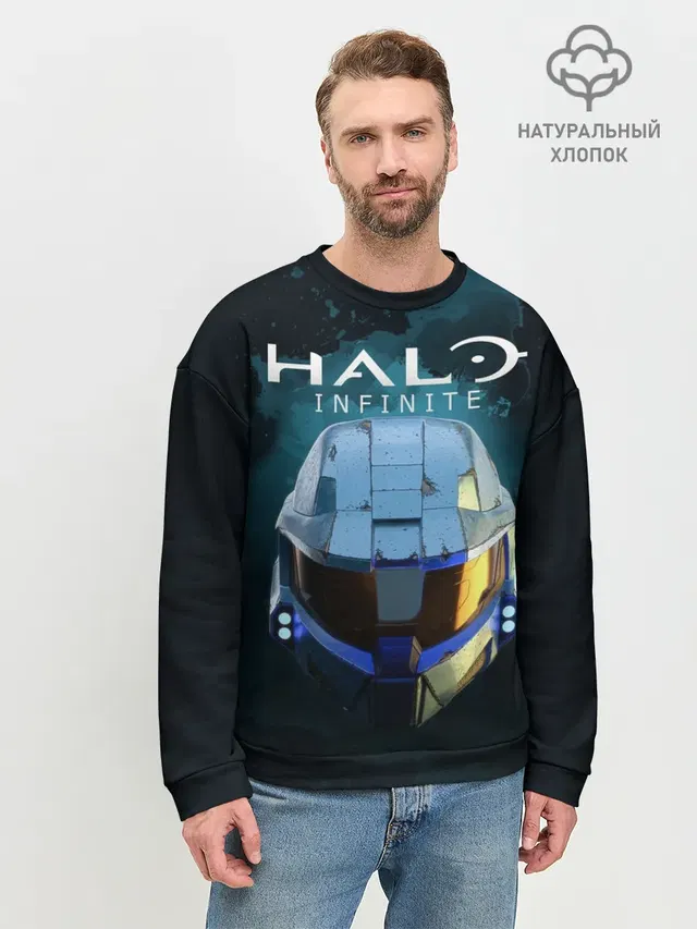 Мужской свитшот базовый с принтом «Halo — Halo Infinite»
