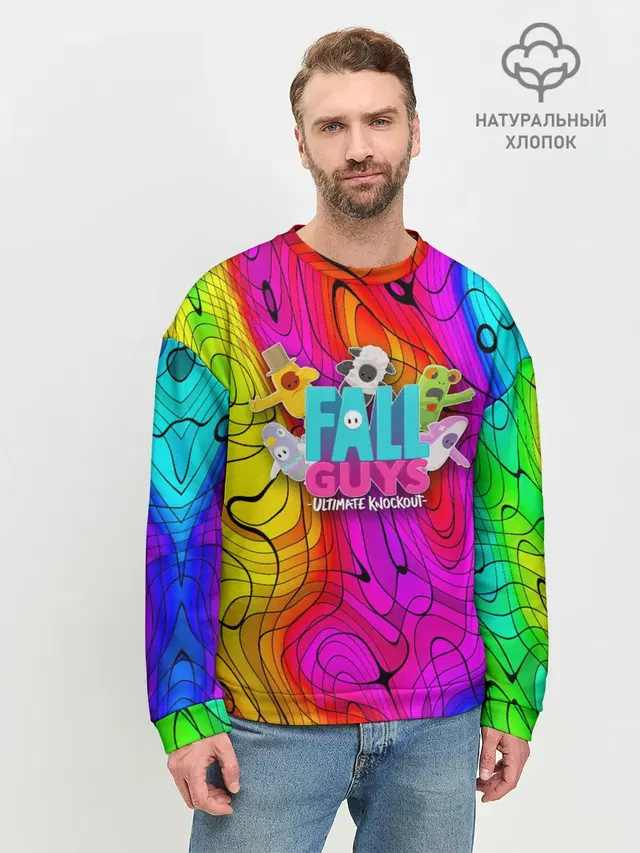 Мужской свитшот базовый с принтом «Fall Guys»
