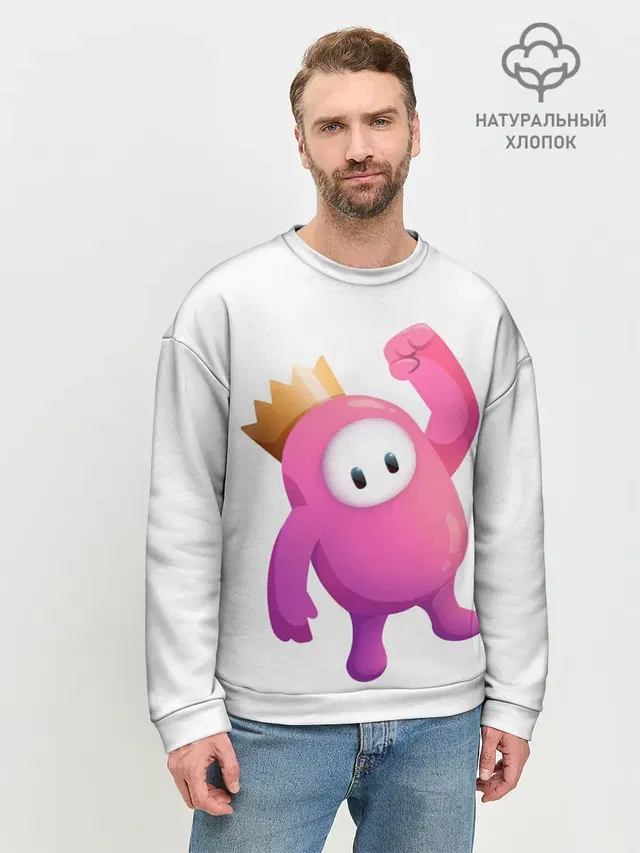 Мужской свитшот базовый с принтом «Разные игры — Fall Guys»