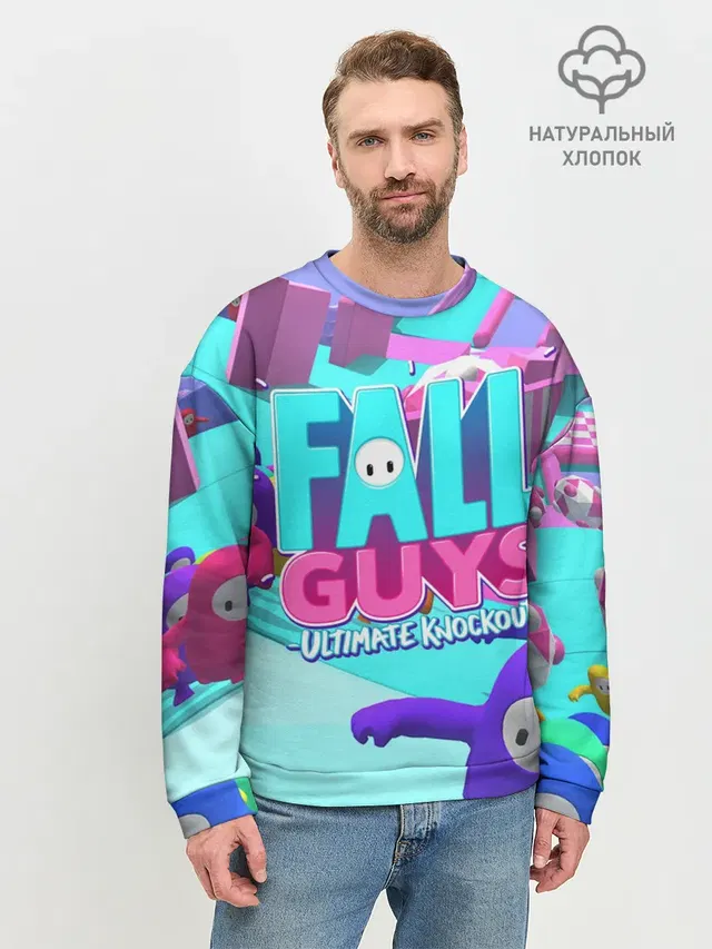 Мужской свитшот базовый с принтом «Fall Guys»