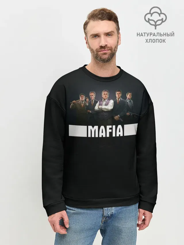Мужской свитшот базовый с принтом «Mafia»