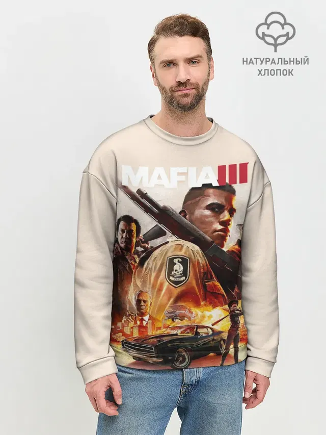 Мужской свитшот базовый с принтом «Mafia — Mafia 3»