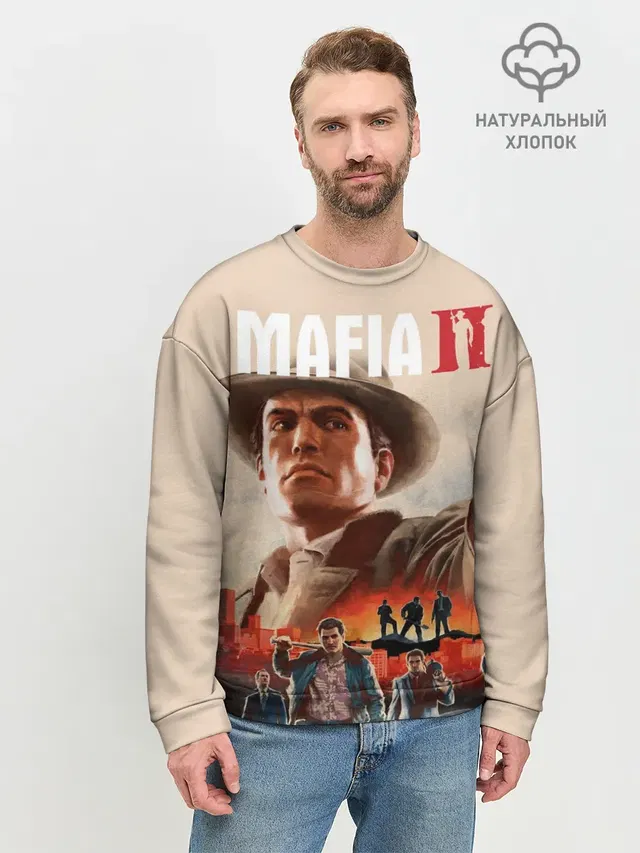 Мужской свитшот базовый с принтом «Mafia — Mafia II»