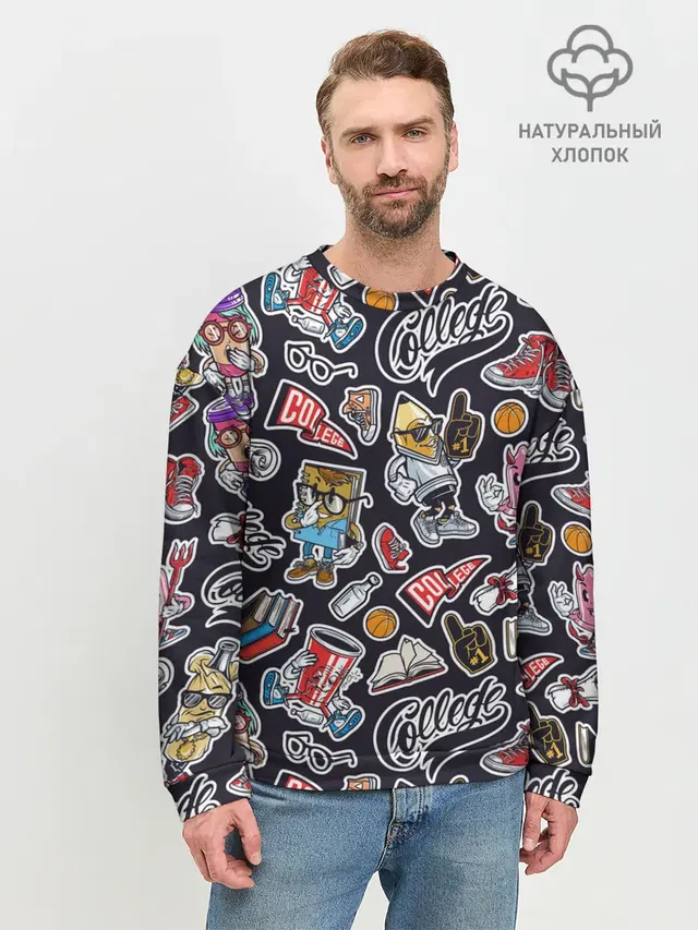 Мужской свитшот базовый с принтом «Pop Art»
