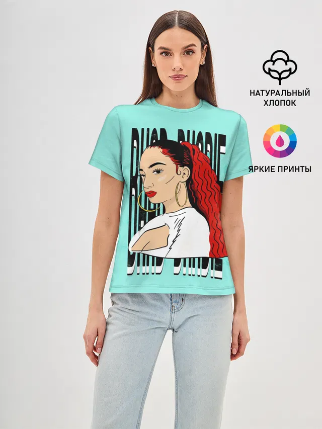 Женская базовая футболка с принтом «Bhad Bhabie — Bad Bhabi»