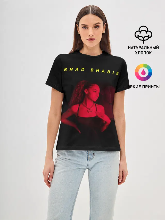 Женская базовая футболка с принтом «Bhad Bhabie — Bad Fabi»