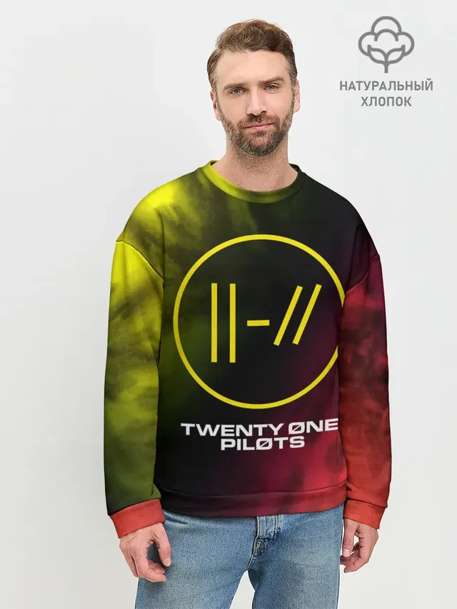 Мужской свитшот базовый с принтом «Tie-dye — 21 PILOTS»