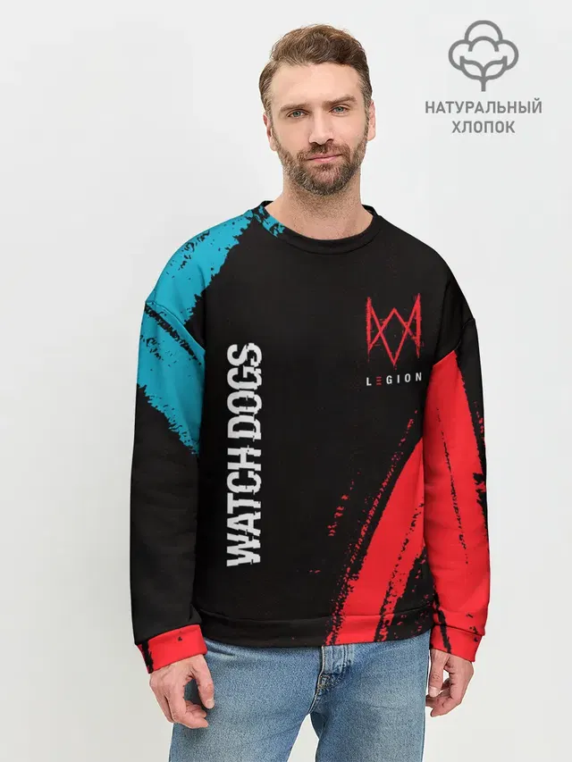 Мужской свитшот базовый с принтом «Вотч Догс — WATCH DOGS LEGION»