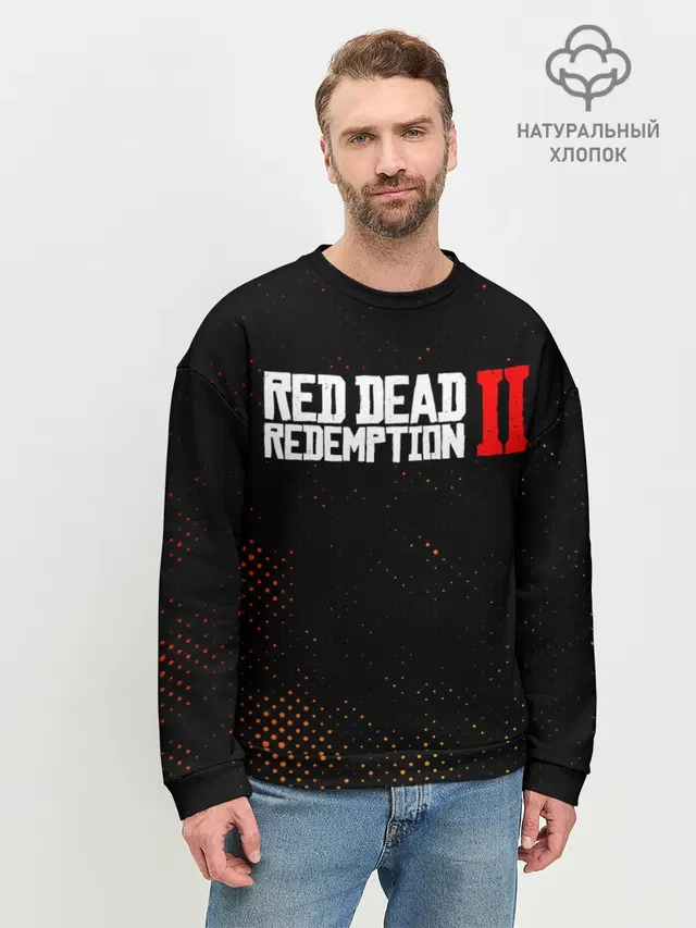 Мужской свитшот базовый с принтом «Halftone — RED DEAD REDEMPTION 2»