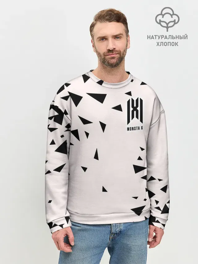 Мужской свитшот базовый с принтом «MONSTA X»