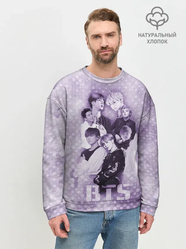 Мужской свитшот базовый с принтом «BTS»