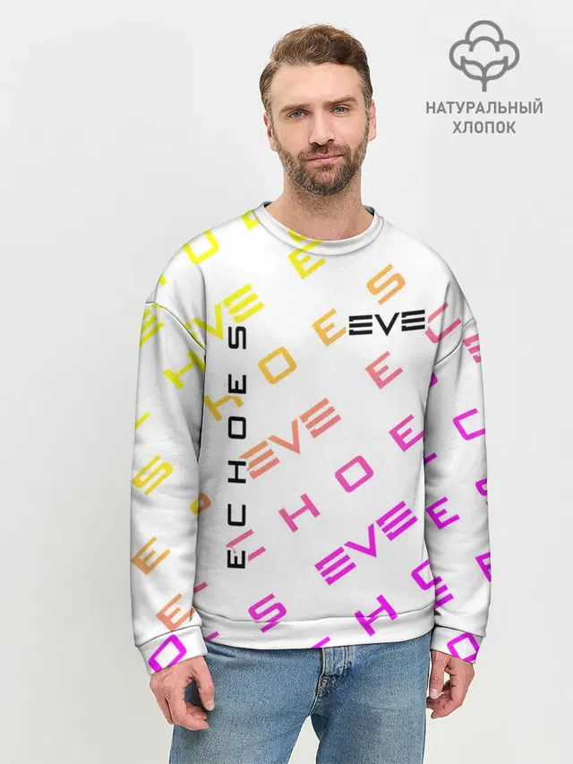 Мужской свитшот базовый с принтом «EVE online — EVE ECHOES — ИВ ЭХО»