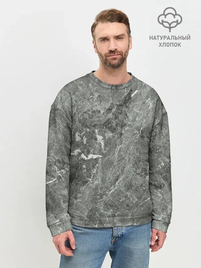 Мужской свитшот базовый с принтом «Текстуры — Grey»