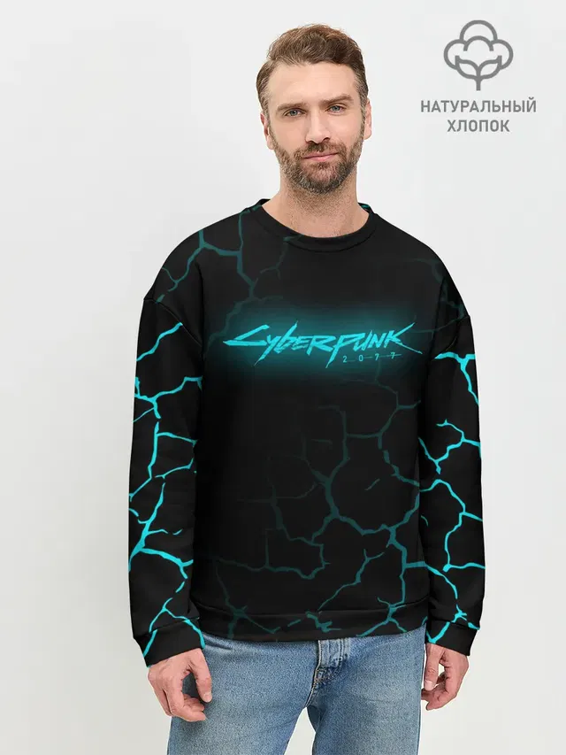 Мужской свитшот базовый с принтом «Cyberpunk 2077»
