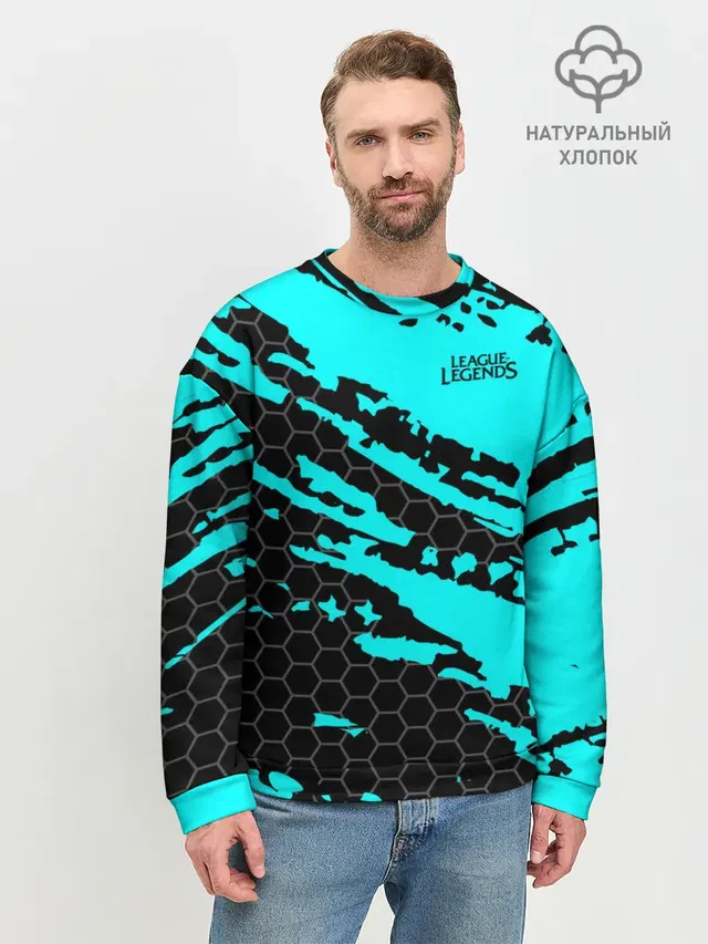 Мужской свитшот базовый с принтом «Hexagonal pattern»