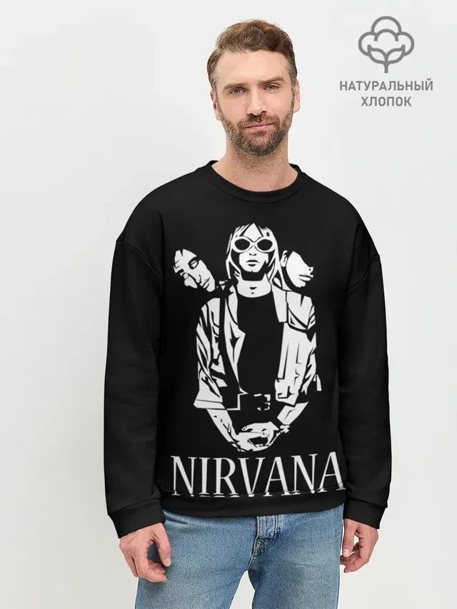 Мужской свитшот базовый с принтом «Kurt Cobain»