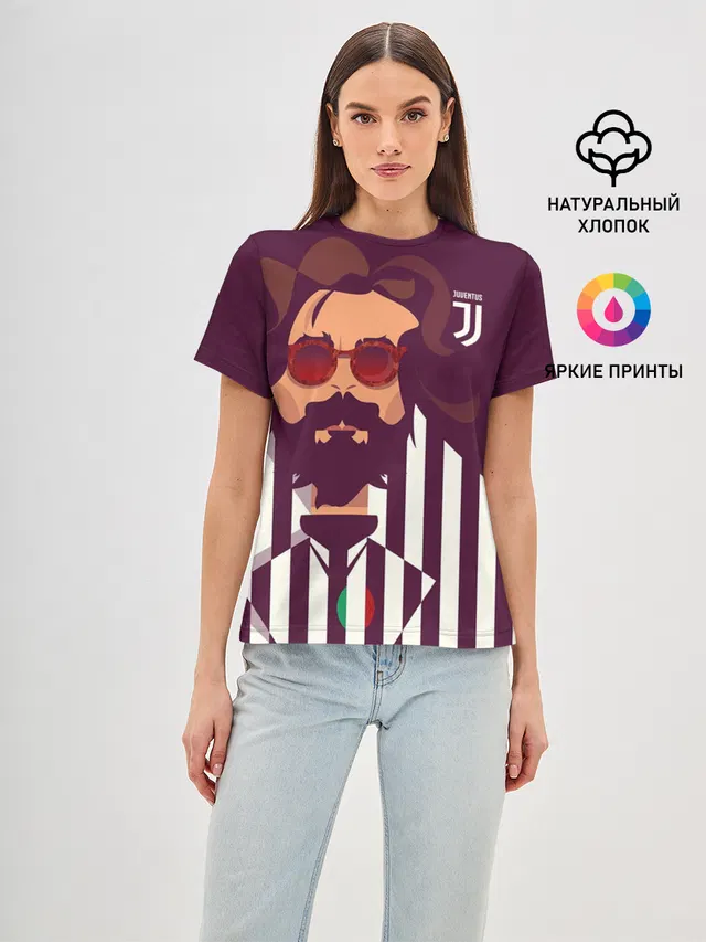 Женская базовая футболка с принтом «Ювентус — Andrea Pirlo»
