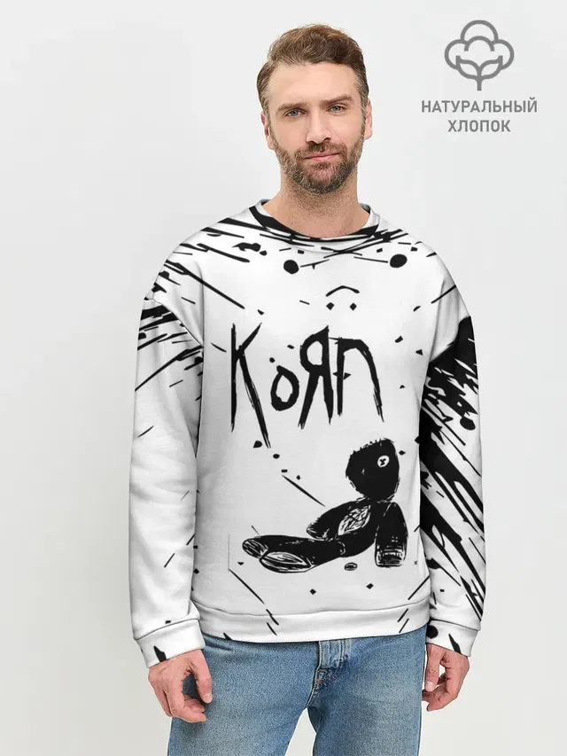 Мужской свитшот базовый с принтом «KoЯn — korn»