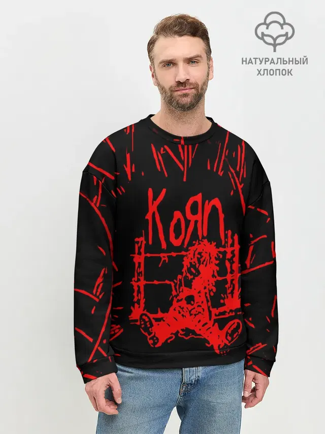 Мужской свитшот базовый с принтом «KoЯn — korn»