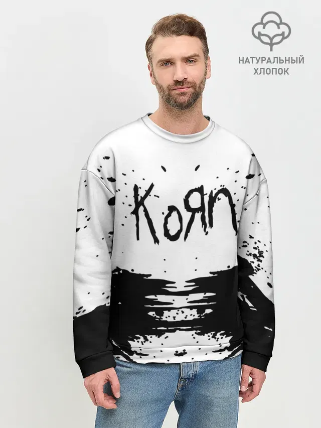 Мужской свитшот базовый с принтом «KoЯn — korn»