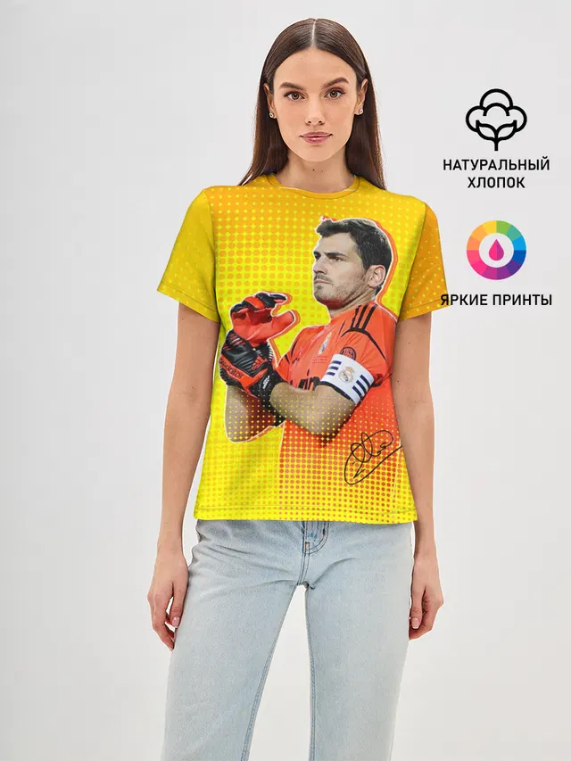 Женская базовая футболка с принтом «Реал Мадрид — Iker Casillas»