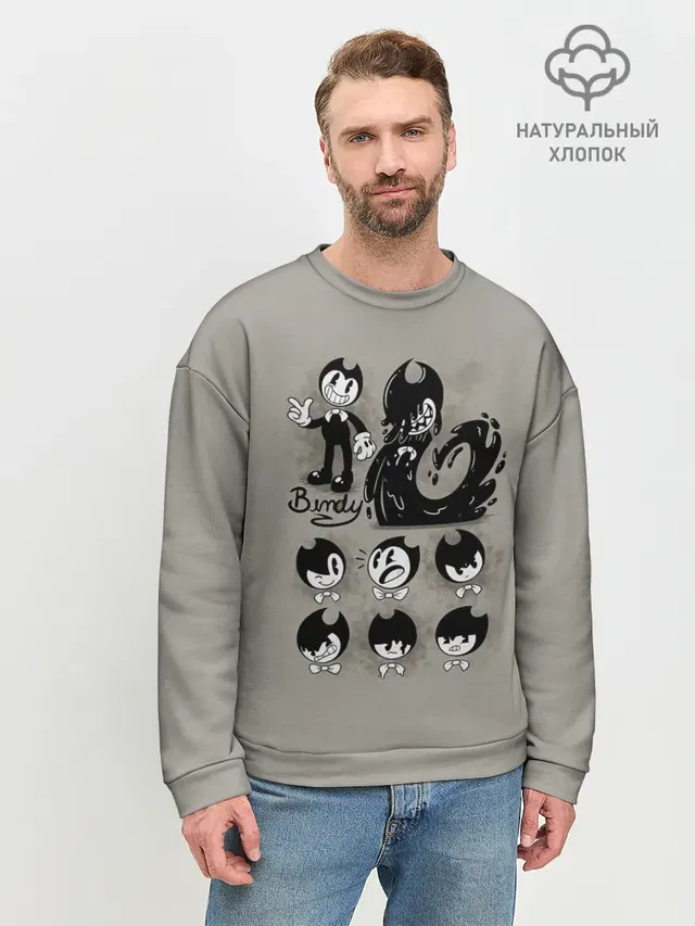 Мужской свитшот базовый с принтом «1930s cartoon style»