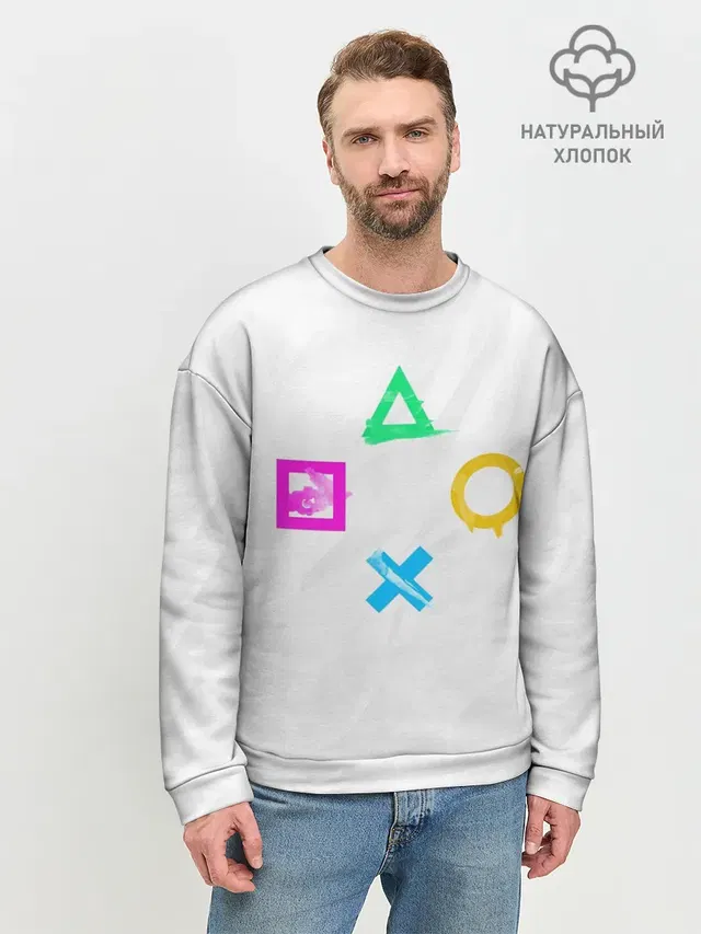 Мужской свитшот базовый с принтом «Разные игры — GAMEPAD»
